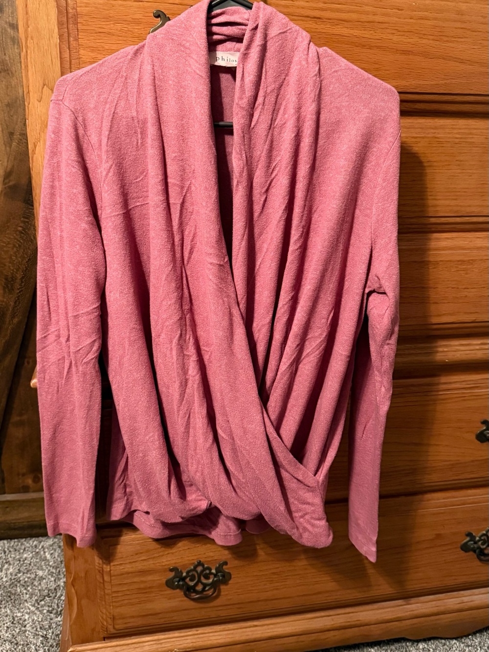 Philosophy Dusty Rose Draped Shawl-Collar Cardigan